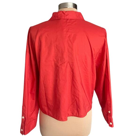 Everlane Boxy Long Sleeve Button Down Shirt Womens M Red The Woven PJ Pajama Top - Picture 4 of 8